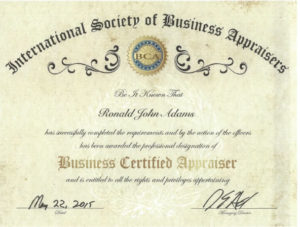 Ronald J. Adams Certification